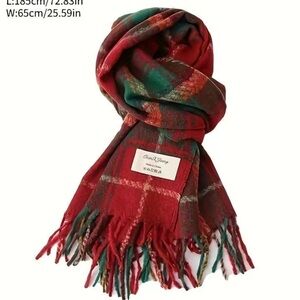 Elegant Red Plaid Scarf SUPER SOFT great size super warm ❤️